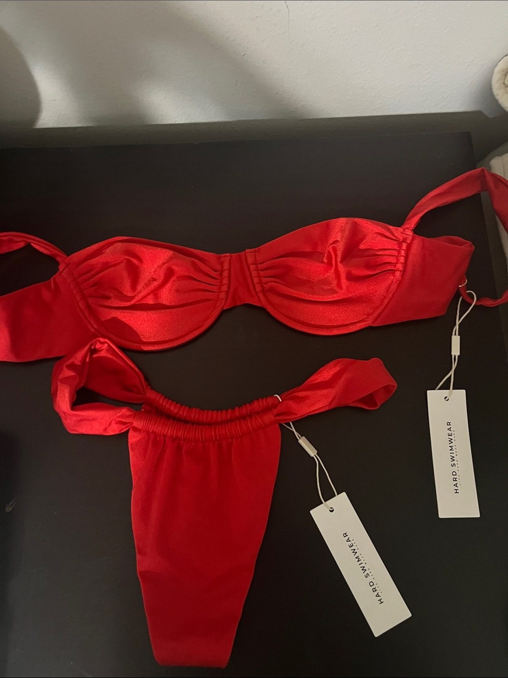 HARD. Swimwear Red Bandeau Bikini Top